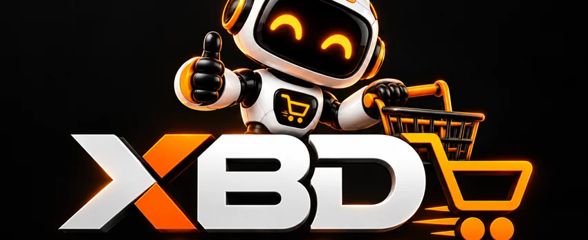 XBD Shop, logotipo com mascote robô